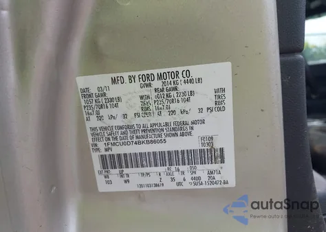 2011 Ford Escape Xlt from USA, damaged, VIN 1FMCU0D74BKB86055